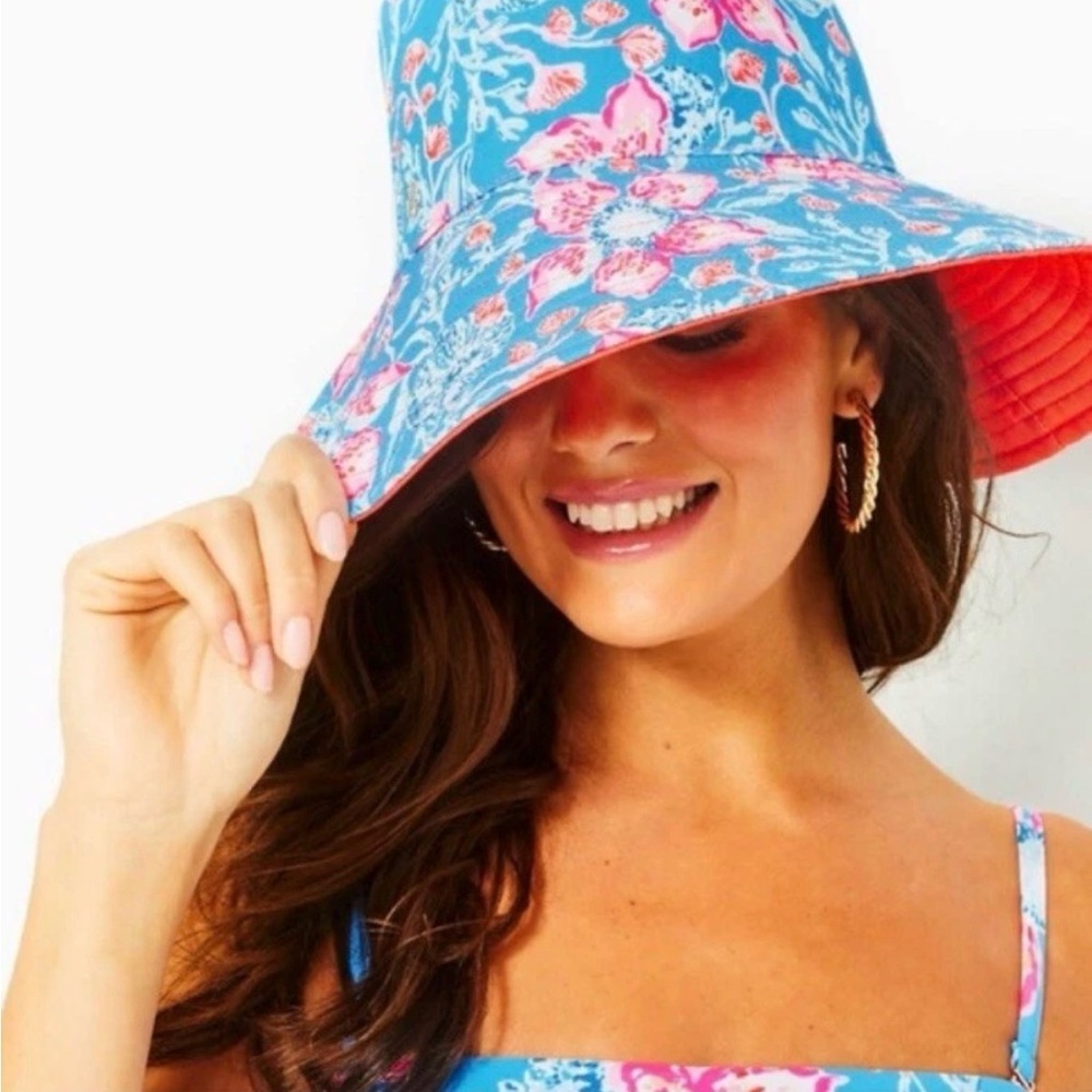 Lilly Pulitzer Women's UPF 50+ Reversible Canvas Sun Hat Bahamian Rhapsody NEW - Picture 3 of 8